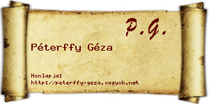 Péterffy Géza névjegykártya